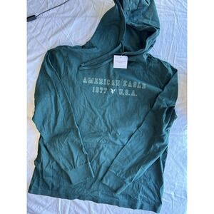 American Eagle Hoodie Mens Large Forest Green New‎ 1977 USA Graphic Jersey